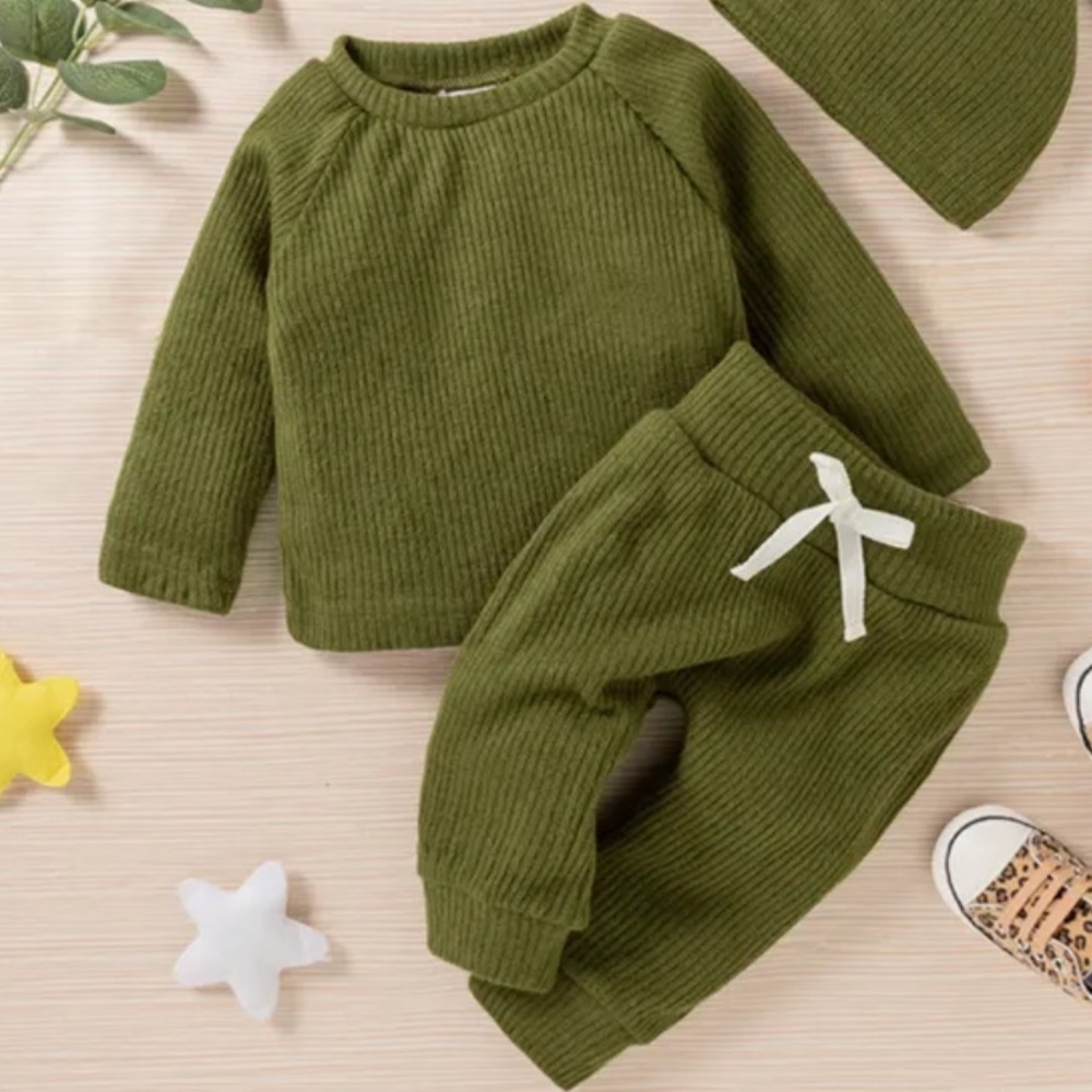 Ribbed Green Baby Matching Set
